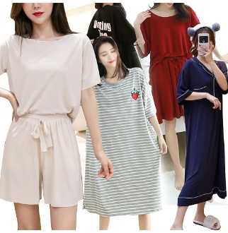 ~6XL 빅사이즈 파자마/내복/실크잠옷/원피스잠옷/수면잠옷/슬립/이지웨어/홈웨어