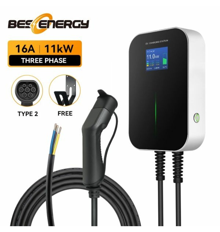 가정용 휴대용 전기차 고속 완속 급속 충전기 16a 3 상 11kw Rfid 카드 제어 Wallbox Evse Ev 전기 자동차 380v 유형 2 케이블 충전 스테이션 4047