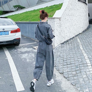 빈티지 청멜빵바지 여자점프수트 캐쥬얼 여성 점프수트 데님 작업복점프슈트 코디 슬림 와이드팬츠