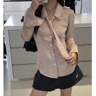 타이블라우스 리본 블라우스 리본타이 결혼식 하객룩 여성 셔츠 카라 정장