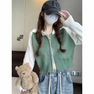 Sanmuzi ~ 미국 빈티지 디자인 감각 모직 스웨터 이른 가을 새로운 슬림 핏 슬리밍 긴 소매 카디건 겉