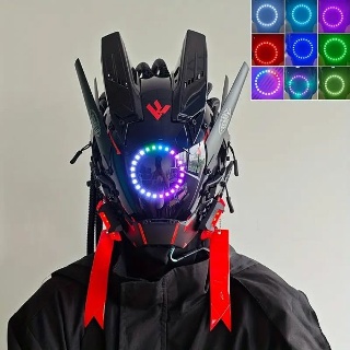 멀티 컬러 LED 펑크 마스크, 수제 할로윈 파티 소품, 남성과 여성을 위한 기계식 마스크 롤 플레잉