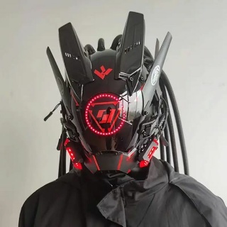 새로운 빨간색 삼각형 Cyberpunk 빛나는 Led 마스크 할로윈 파티 의상 역할 놀이 Trampody 기