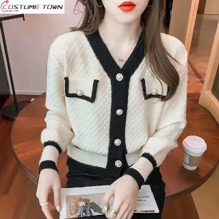 크롭가디건 여름가디건 여자 여성 봄 볼레로 브이넥 아우터, 크롭 세련된 상의, 가디건, 가을 신상