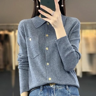 크롭가디건 여름가디건 여자 여성 봄 볼레로 여성용 가디건, 포켓 포함, 봄과 여름 최신 스타일, 옷깃 셔츠,