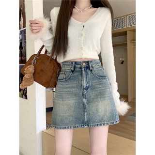 데님스커트 청치마 캐주얼 A라인 빈티지 라이트블루 cvs4155