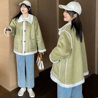 짜리점 여자 키작녀 바람막이 점퍼 울 두꺼운 상의 루즈핏 패딩 꾹3