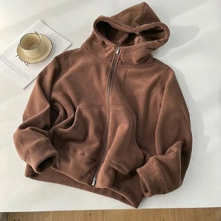 후드 가디건 여성 겨울 루즈핏 순색 폴라  두툼 집업 OP4 mob4