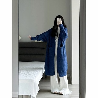 여자가디건 여자 롱 주머니 겨울 가을 루즈핏 긴팔 ADOR3