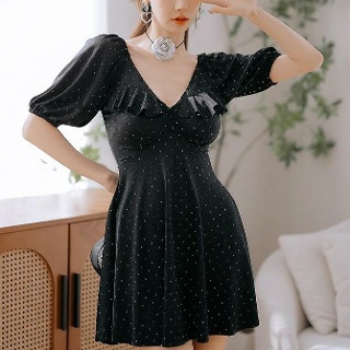 빅사이즈 모노키니 비치웨어 원피스 홀터넥 프릴 여자 휴양지 수영복 비키니 호텔