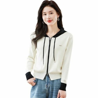 R4E 여성 후드 가디건 봄가을 후드 니트가디건 시크 아우터 가을 점퍼 젠3