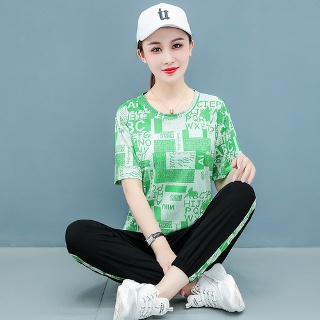 마르소 긴팔 트레이닝복세트 여성 속건 라운드 트레이닝복 댄스 의류 캐주얼 아이스 세트 여름 슬림핏 UNO2
