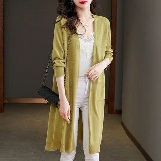 미비다 여성가디건 롱 니트가디건 봄 가을 9부 소매 브이넥 코트 ADOR1