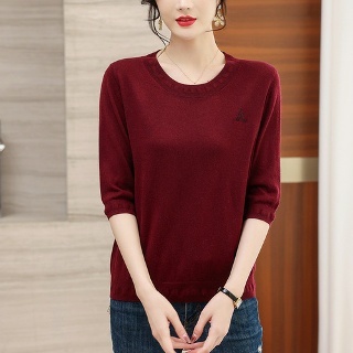 여성 라운드 봄가을 중소매 루즈핏 스웨터 dom1