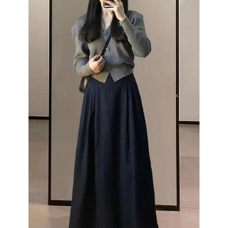 마르소 가을스커트 가을 스커트 가디건 스웨터 투피스 모던 UNO3