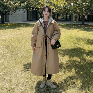 윈터솔져 여자데일리룩 잠바 집업 야구 항공 얇은 트렌치코트 후드 가을 루즈핏 키작 카키색 KUK3 하프
