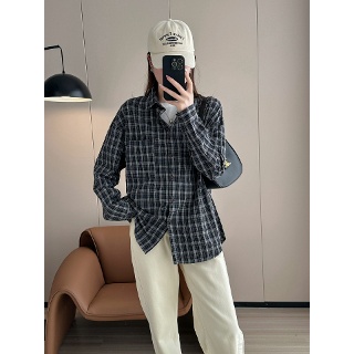 손오공 여자데일리룩 셔츠 체크 봄가을 KUK1 키작 긴팔 슬림핏 카디건 코디