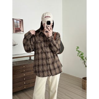 손오공 여자데일리룩 셔츠 체크 빈티지 키작 KUK1 카디건 슬림핏 상의 루즈핏 봄가을 레이어드