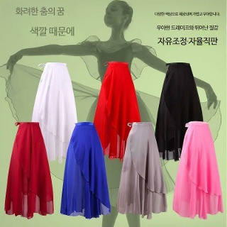 쉬폰 랩스커트 스카프 스커트 발레 롱 댄스 스커트