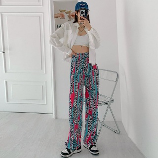도라 호피 세미 와이드 팬츠