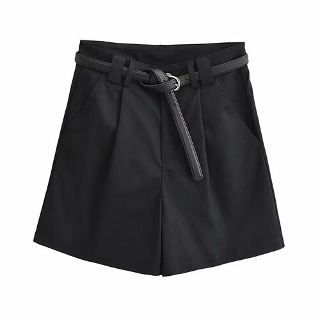 마르소 여성반바지 루즈핏 벨트 캐주얼 핀턱장식 반바지 하이웨스트 여름 UNO2