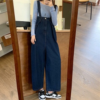 여성 여름 점프슈트  오버올 멜빵 데님 롱  반바지 S~5XL 찢어진