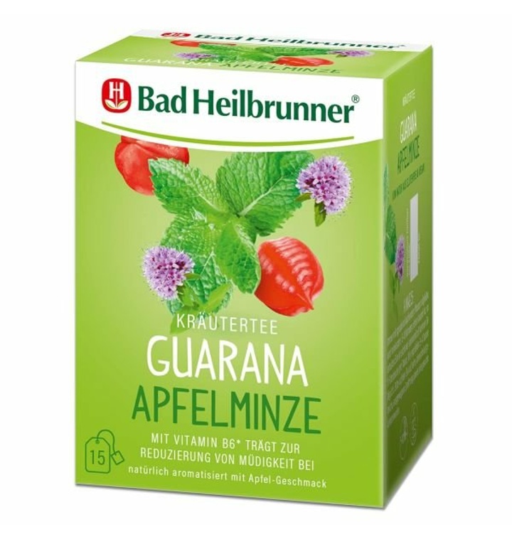 독일 허브티 바드하일브루너 Guarana Apfelminze 차 im Filterbeutel, 5er Pac 티몬